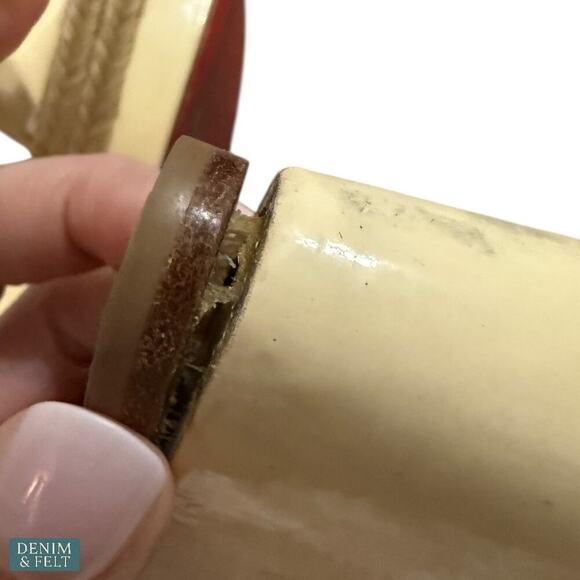 Christian Louboutin Beige Patent Espadrille Wedge Sandals Red Sole Size 39 - Picture 13 of 13